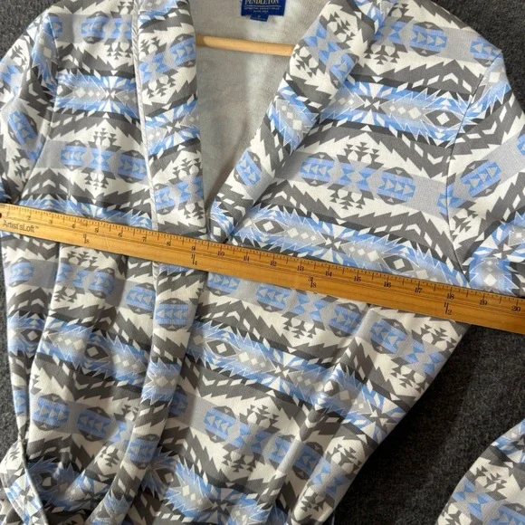 PENDLETON Harding Robe Womens Small Blue Grey White Geometric Southwestern Cozy - Picture 6 of 10